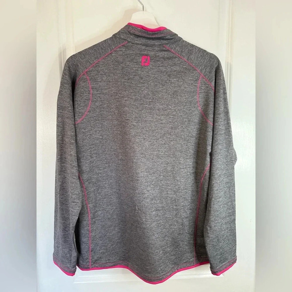 FootJoy Women’s Gray & Pink 1/4 Zip Long Sleeve Golf Pullover - Size Large - Picture 4 of 8